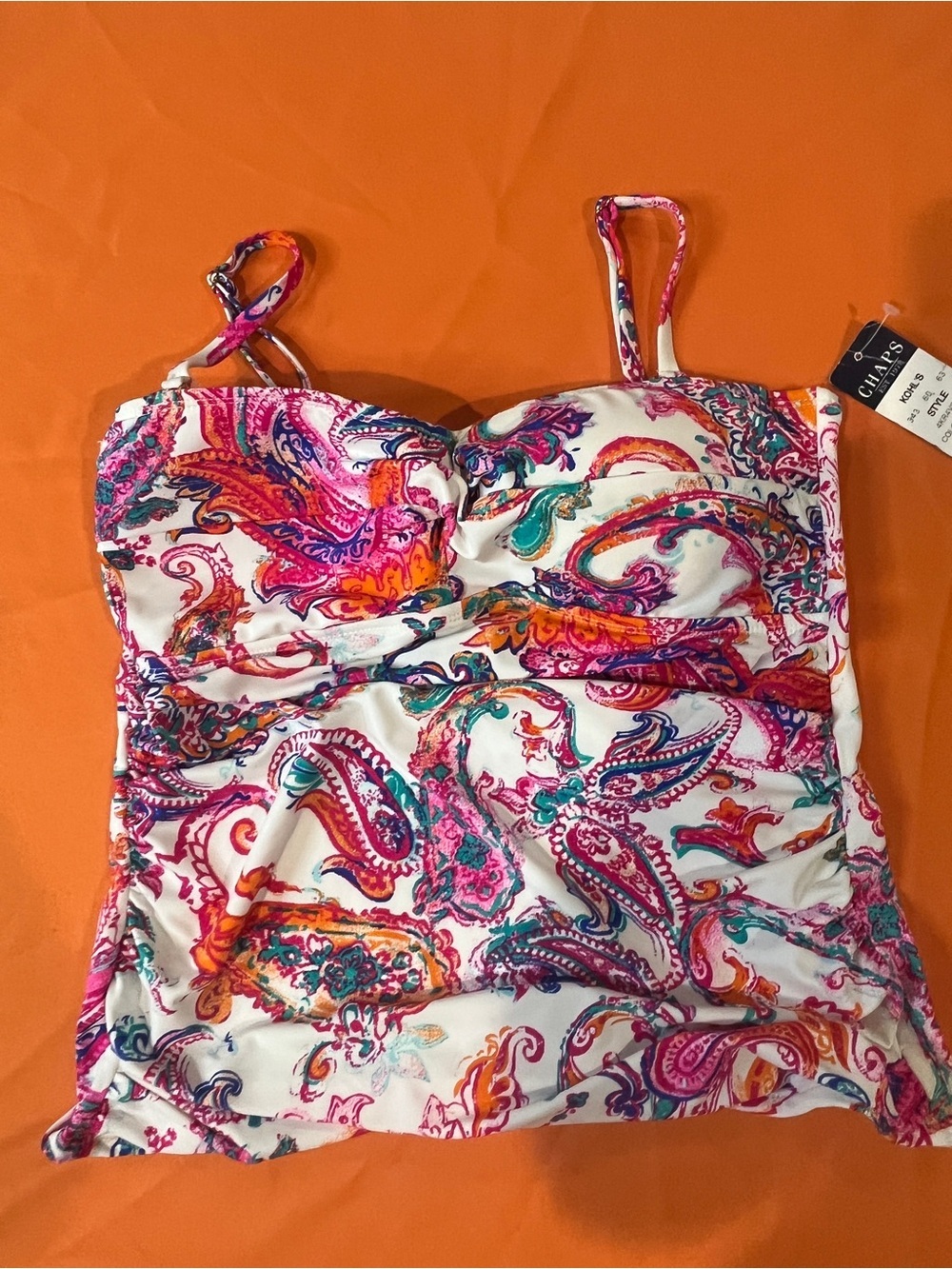 Chaps women’s White Paisley Swimsuit Top